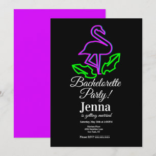 Invitación Despedida de soltera Neon Flamenco Tropical Desped