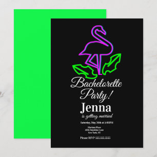 Invitación Despedida de soltera Neon Flamenco Tropical Desped