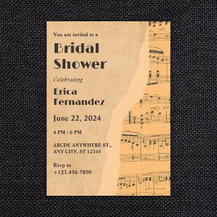 Invitación Despedida de soltera nota musical vintage