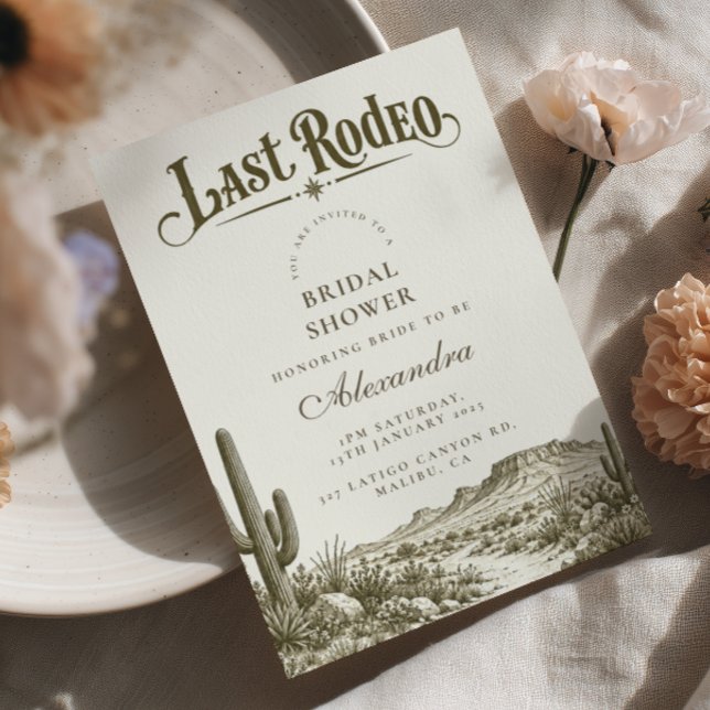 Invitación Despedida de Soltera Olive Cactus Último Rodeo (Subido por el creador)