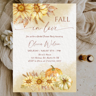 Invitación Despedida de Soltera Otoñal con Girasoles Rústicos