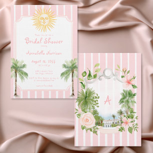 Invitación Despedida de soltera Palm Stripe Coastal Sun