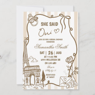 Invitación Despedida de soltera parisina manuscrita con garab