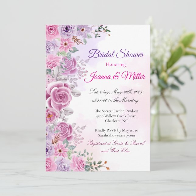 Invitación Despedida de soltera Pastel Lavanda y Rosa Rubor  (Anverso de pie)