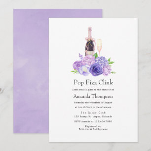 Invitación Despedida de soltera Pastel Violet Floral Pop Fizz