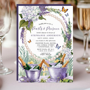 Invitación Despedida de soltera Perlas de Lavanda y Jardín de