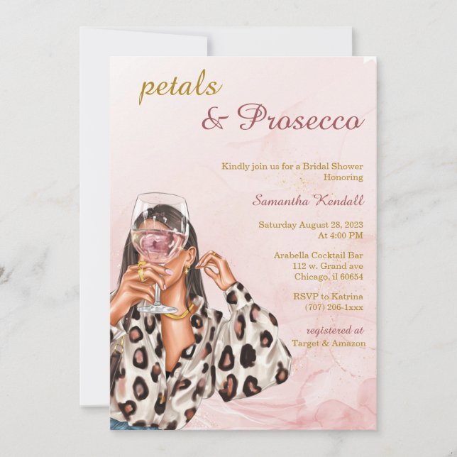 Invitación Despedida de soltera Pétalos y Prosecco (Anverso)