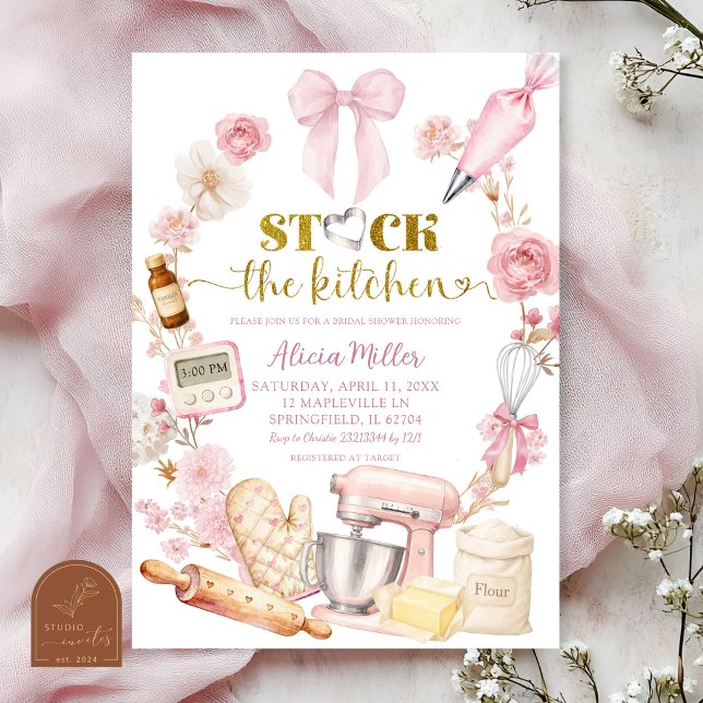 Invitación Despedida de soltera Pink Coquette Abastece la Coc (Subido por el creador)