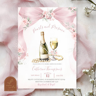 Invitación Despedida de soltera Pink Coquette Perlas y Prosec