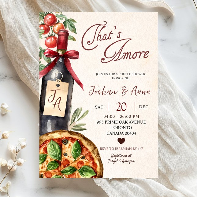 Invitación Despedida de soltera Pizza Vino That's Amore (Subido por el creador)