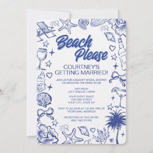 Invitación Despedida de soltera playera azul caprichosa a man