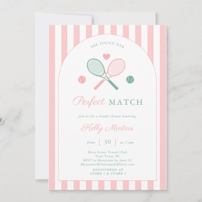 Invitación Despedida de soltera Preppy Pink Green Arch Tema d (Anverso)