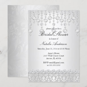 Invitación Despedida de soltera Pretty Crystal Gris plateado 