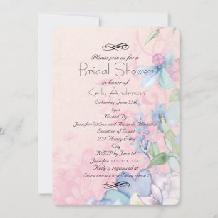Invitación Despedida de soltera Pretty Pink y flores silvestr