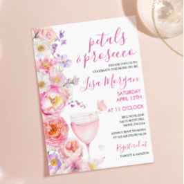 Invitación Despedida de Soltera Prosecco Pétalos Florales de