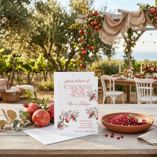 Invitación Despedida de soltera Rama de granada sonrojada