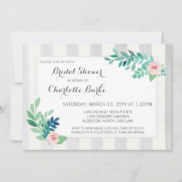 Invitación Despedida de Soltera Rayas Modernas & Floral Acuar