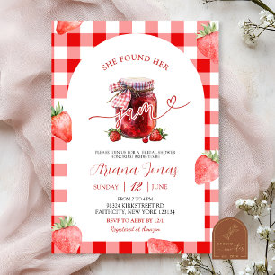 Invitación Despedida de soltera Red Gingham Strawberry Summer