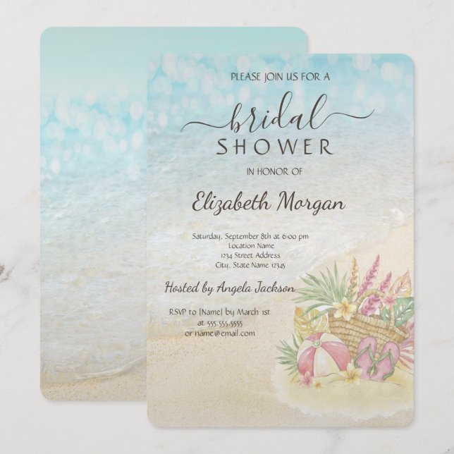 Invitación Despedida de Soltera Relájate en la Playa (Anverso / Reverso)