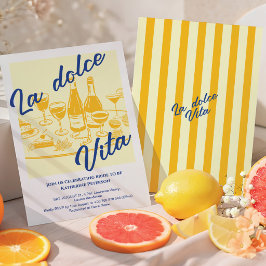 Invitación Despedida de soltera retro amarilla “La dolce vita