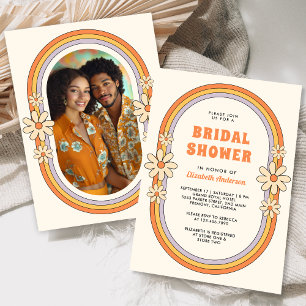Invitación Despedida de soltera retro colorida y groovy de lo