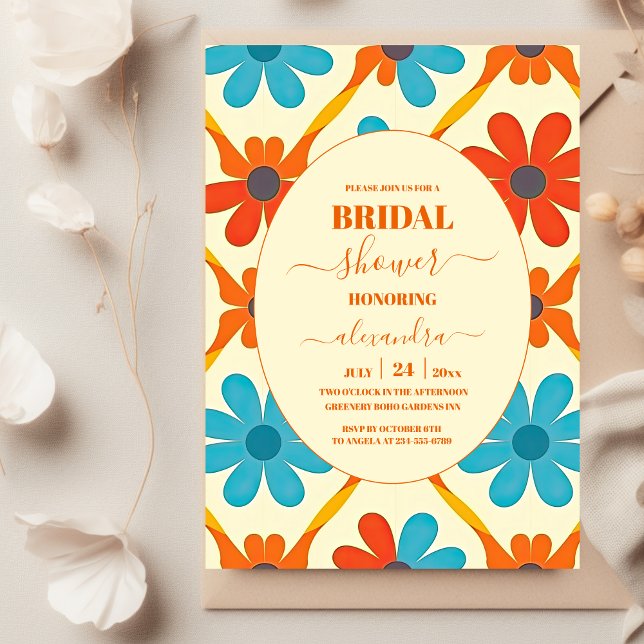 Invitación Despedida de soltera retro groovy naranja de los 7 (Subido por el creador)