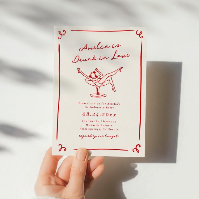 Invitación Despedida de Soltera Roja Caprichosa Dibujada a Ma (Subido por el creador)