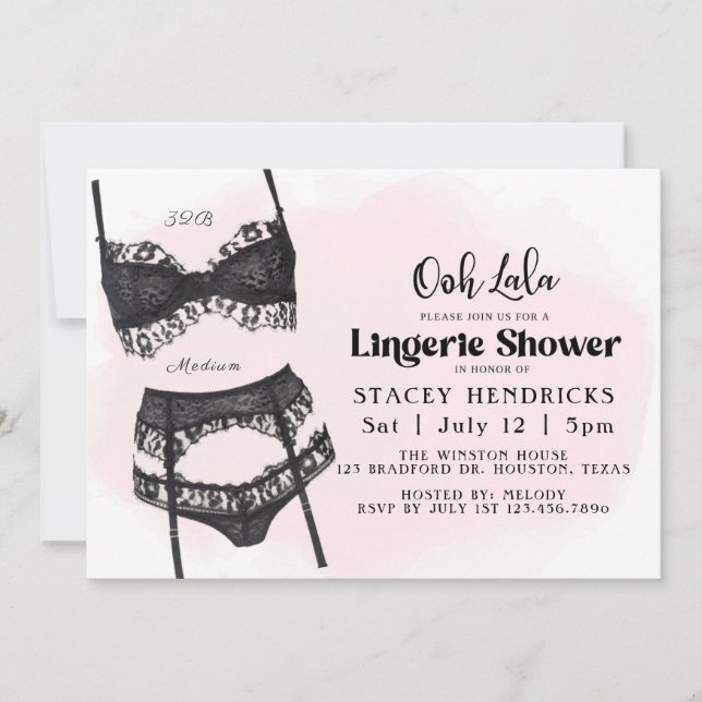 Invitación Despedida de soltera, Ropa interior, Ooh La la (Anverso)