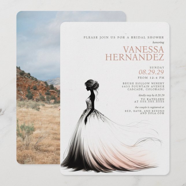 Invitación Despedida de Soltera Rosa (Anverso / Reverso)