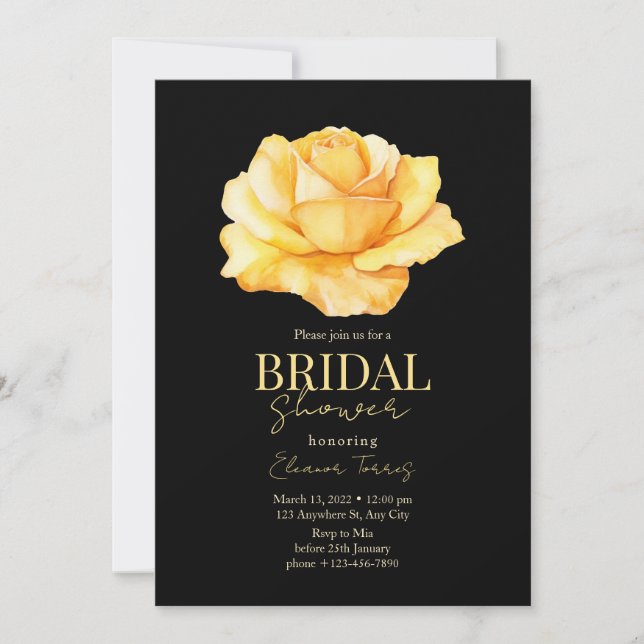 Invitación Despedida de soltera Rosa Amarilla Despedida de so (Anverso)