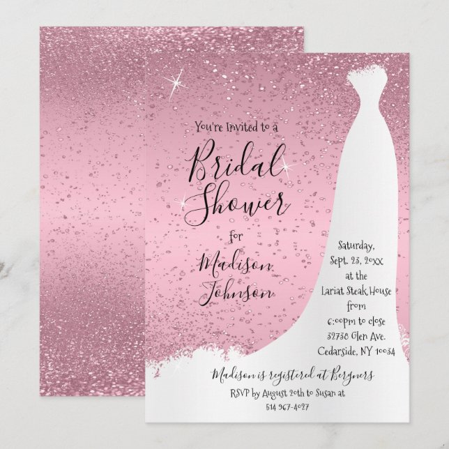 Invitación Despedida de soltera Rosa Bonito - (Anverso / Reverso)