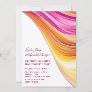 Invitación Despedida de soltera-Rosa Naranja Amarillo-