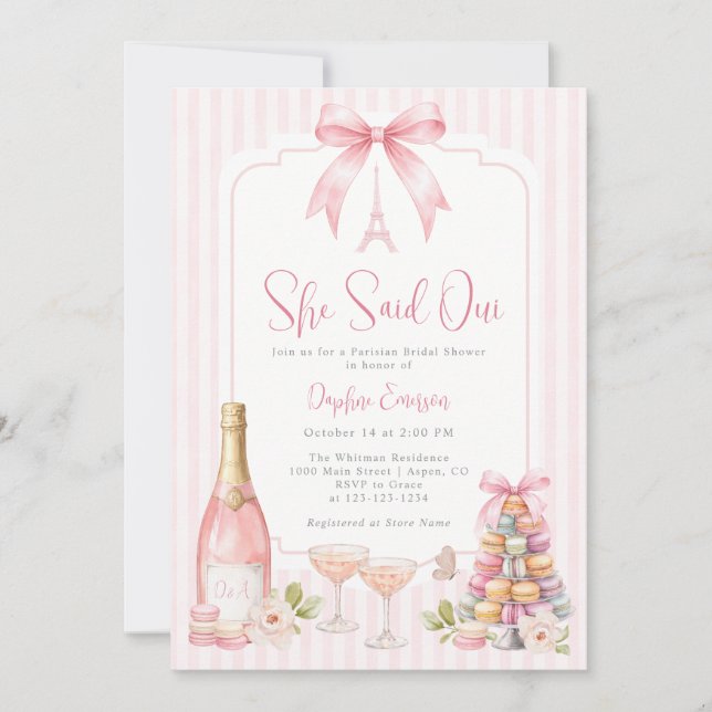 Invitación Despedida de soltera Rosa Parisina (Anverso)