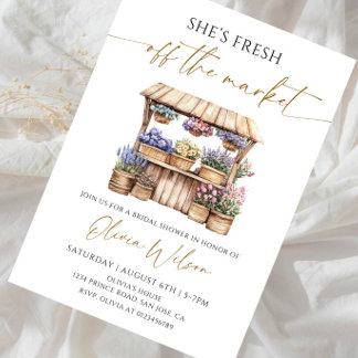 Invitación Despedida de soltera She's Fresh Off the Market