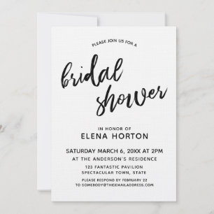 Invitación Despedida de Soltera Simple Moderna Casual en Negr