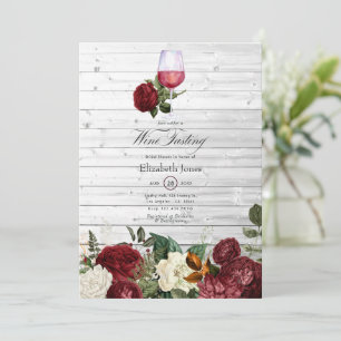 Invitación Despedida de soltera temática de vino floral rojo