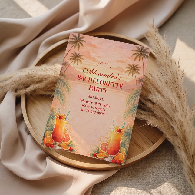 Invitación Despedida de soltera Tequila Sunrise Palm Paradise (Subido por el creador)