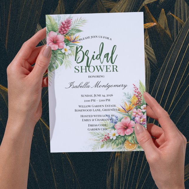 Invitación Despedida de Soltera Tropical (Tropical Bridal Shower Invitations
)