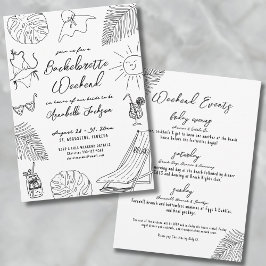 Invitación Despedida de soltera Tropical de Playa Dibujada a 