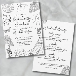 Invitación Despedida de soltera Tropical de Playa Dibujada a
