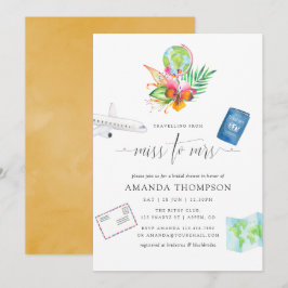 Invitación Despedida de soltera tropical viajando de señorita