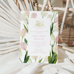 Invitación Despedida de soltera Tulipanes y Tazas de Té