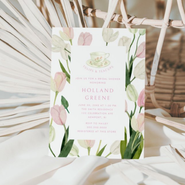 Invitación Despedida de soltera Tulipanes y Tazas de Té (Subido por el creador)