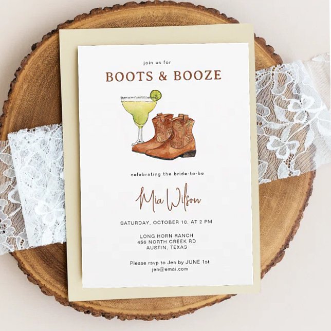 Invitación Despedida de soltera vaquera Botas y alcohol  (Subido por el creador)