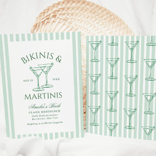 Invitación Despedida de soltera verde Bikinis y Martinis