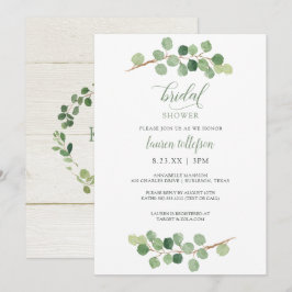 Invitación Despedida de soltera - Verde rústico de eucalipto