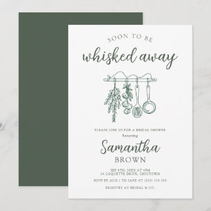 Invitación Despedida de Soltera Verde Salvia Transportada