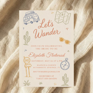 Invitación despedida de soltera viaje boho retro
