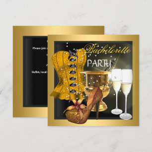 Invitación Despedida de soltera Zapatos de corsé negro dorado