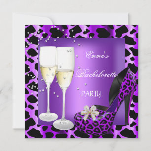 Invitación Despedida de soltera Zapatos Morados de Leopardo N